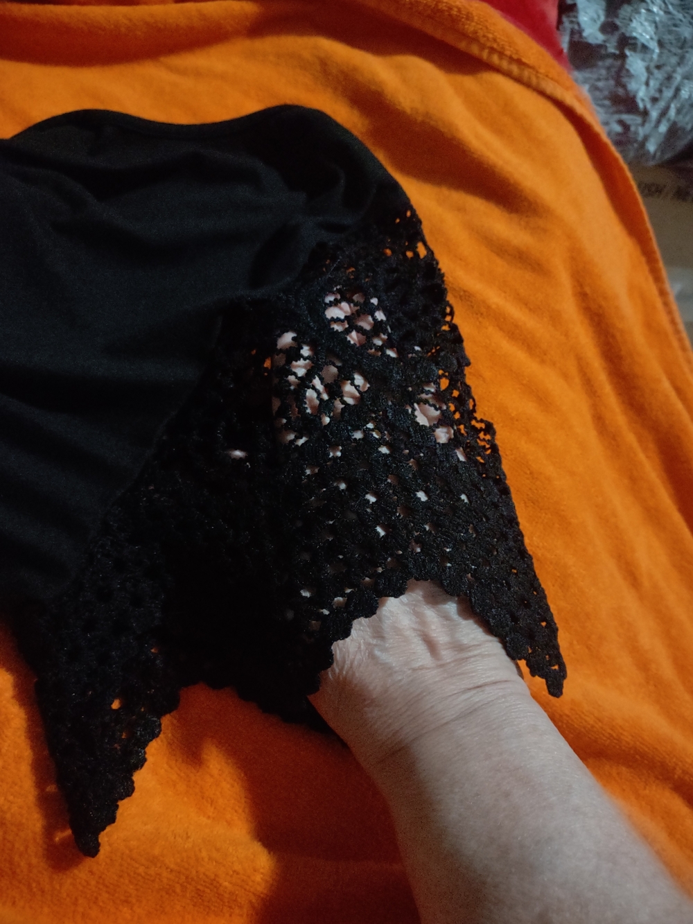 Women’s Black Crochet Sleeve Top - Picture 7 of 8